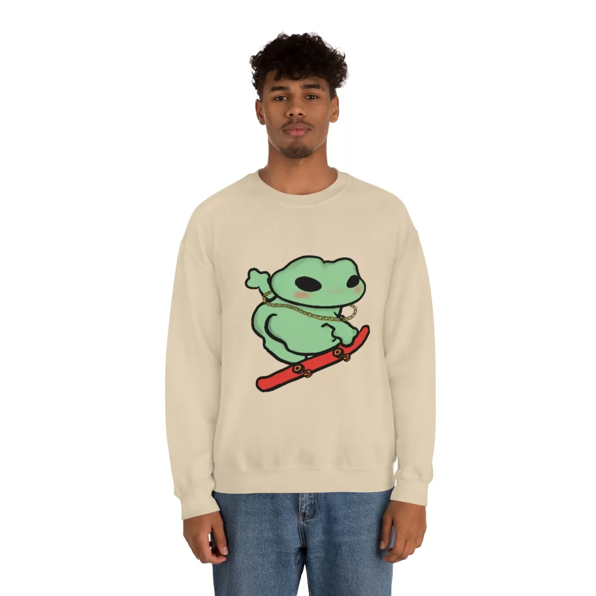 Skater Boi Frog Crewneck Sweatshirt - Image 3