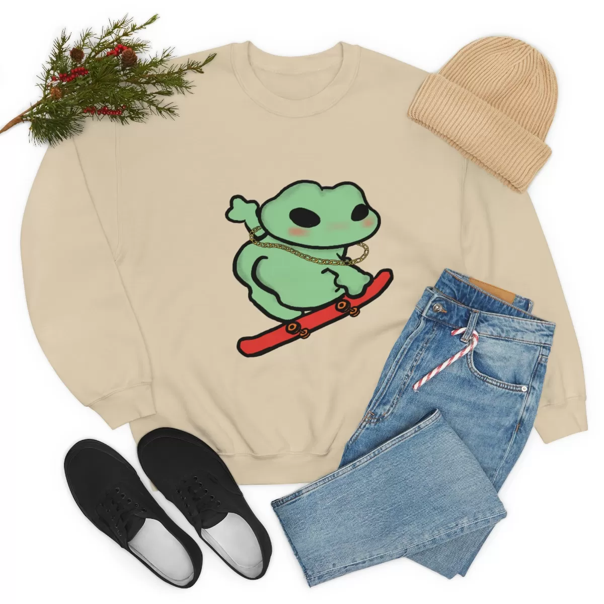Skater Boi Frog Crewneck Sweatshirt - Image 7