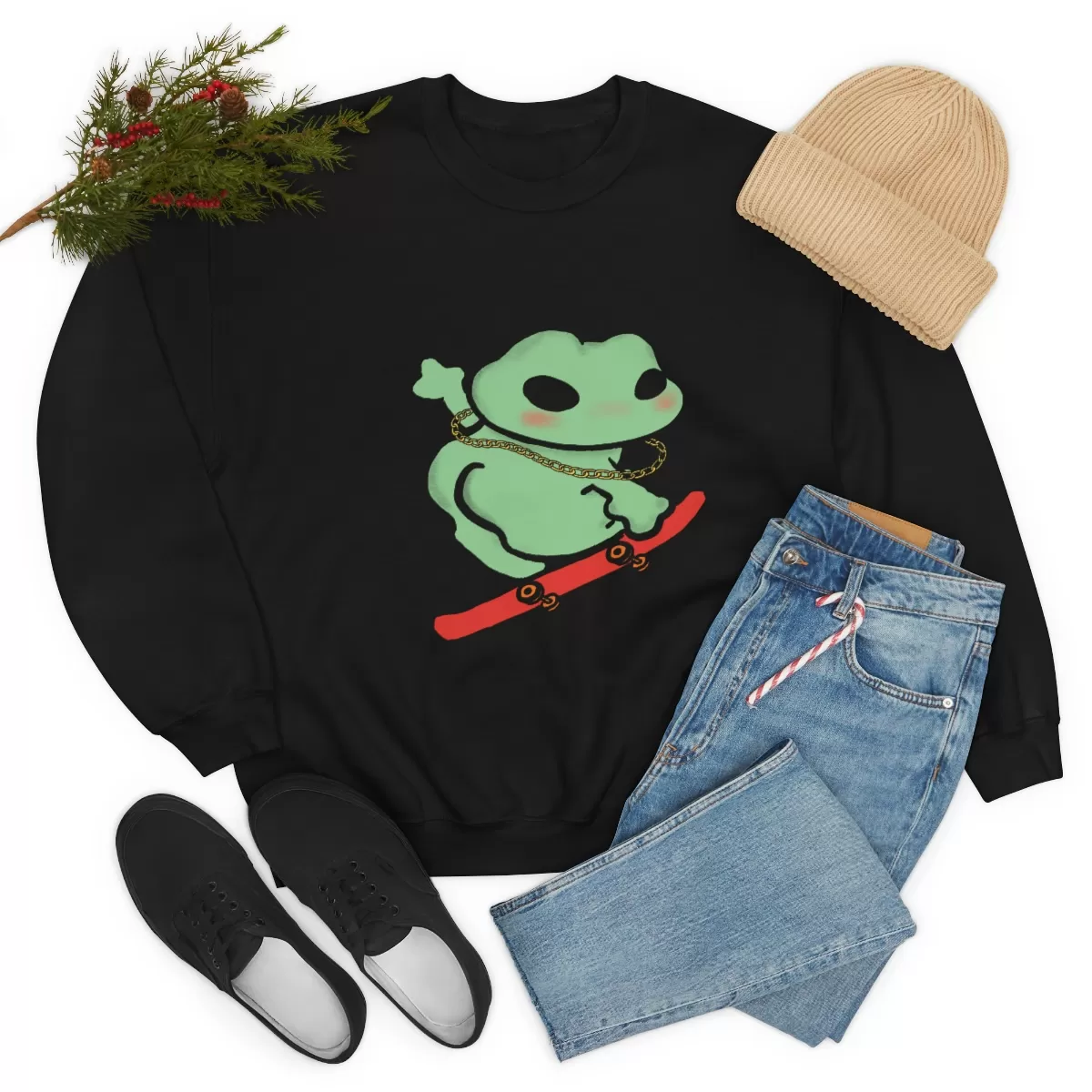Skater Boi Frog Crewneck Sweatshirt - Image 15