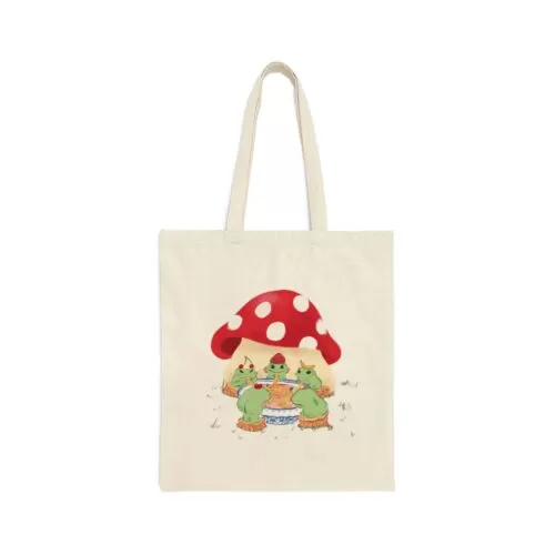 Mushroom Fruitful Frogs Canvas Tote Bag