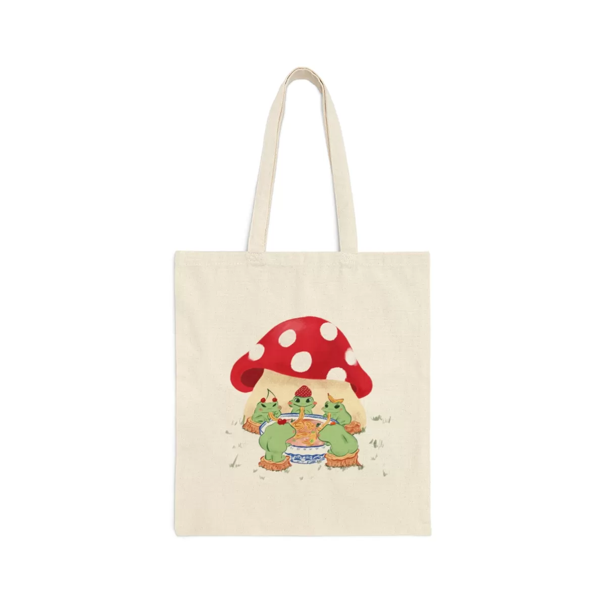 Mushroom Fruitful Frogs Canvas Tote Bag
