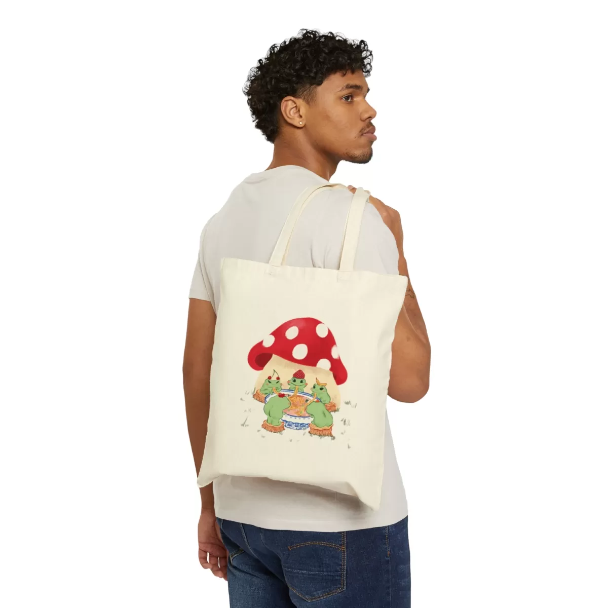 Mushroom Fruitful Frogs Canvas Tote Bag - Image 3