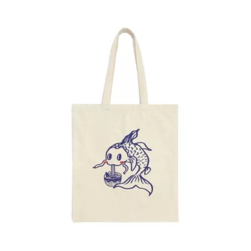 Plain Noodle Koi Canvas Tote Bag